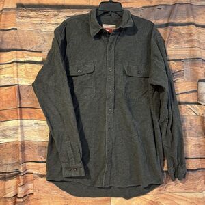 Caribou Creek Mens XLT Heavy Flannel Chamois Shirt Grey Long Sleeve Button Up